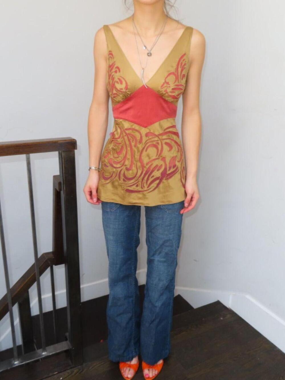 Women's Pink and Cream Shirt